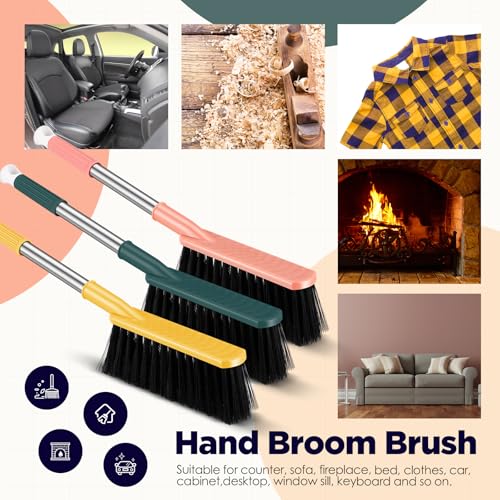 Teenyyou 6 Pcs 17'' Hand Broom Brush Dust Brushes Soft Bristle Cleaning Brushes Handheld Soft Counter Brush for Bed Car Couch Desk Sofa Furniture Clothes Small Particles Hair Debris Quilt Remover
