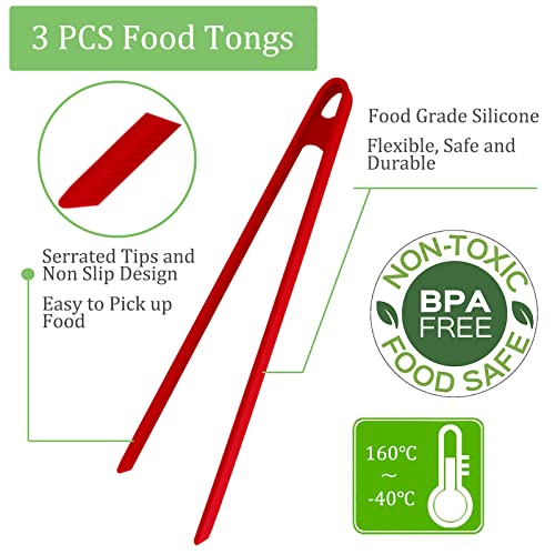 3PCS Silicone Toast Tongs, Trivet Tongs for Cooking, 11.8Inch Silicone Kitchen Tong with Anti-slip Design, Long BBQ Grilling Tong for Toaster, Pan Fried Steak, Barbecue and Salad by Sunenlyst - size: 11.8 Inch, 3pcs