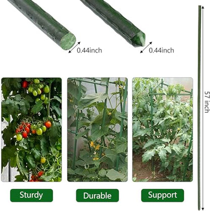 Garden Plant Stakes, 57 Inch (Approx 5Ft) Steel Tomato Stakes, 25 Pack - size: 57 Inch