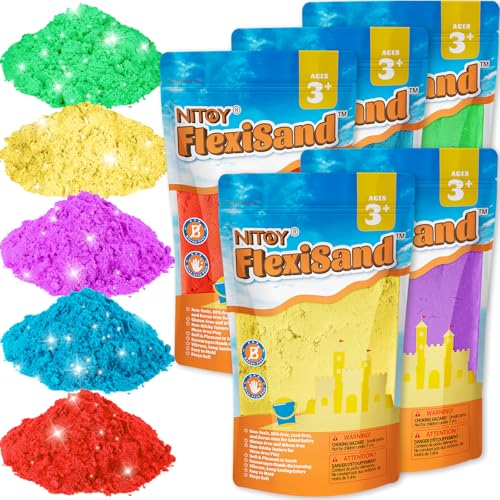 NiToy FlexiSand 11lbs Toy Sand 5 Colors Self-Sticking Non-Toxic Moldable | Eco-Friendly Individually Packed for Easy Storage Never Dries Out Perfect to Grip Squeeze Knead and Shape - color: 5 Dark Colors