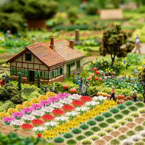 129 Pcs Static Grass Tuft Model Artificial Model Miniature Flowers Cluster