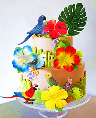 JeVenis Parrot Birthday Cake Decoration Tropical Bird Cupcake Decoration