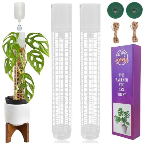 Jegu Self-Watering Moss Pole Plastic, 18.8 Inch Monstera Plant Support | Plastic Moss Poles for Climbing Plants,Stackable,Sphagnum,Tall,2Pcs - size: 2PACK-Lagre