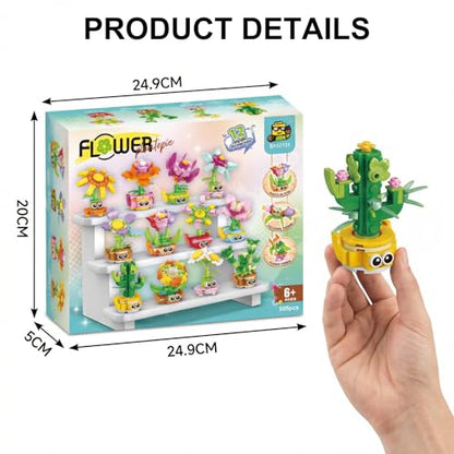 12-in-1 Flower Building Set, Botanical Collection Floral Decor Kit, Creative STEM Toy Christmas Birthday Easter Gift for Kids Girls Boys 6+ Years Old