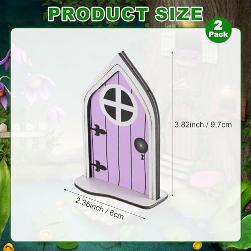 M METERXITY 2-Pack Fairy Door, Wooden Miniature Fairy Garden Door Outdoor [Lavender] - color: Lavender