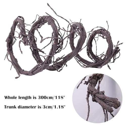 118" Bendable Artificial Grapevines Garland Tree Branches(L) | Flexible Large Creepy Fake Reptile Plants Twigs Cherry Blossom Wall Hanging Trunk Vines Archway Halloween Jungle Decoration - size: Large