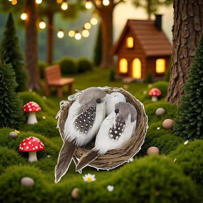 Jowxsx Artificial Birds and Bird Nest and Bird Egg Set Miniature Lifelike Ornament for Home Garden Party Lawn Decoration Photography Prop for DIY Fairy Garden Micro Landscaping Decor