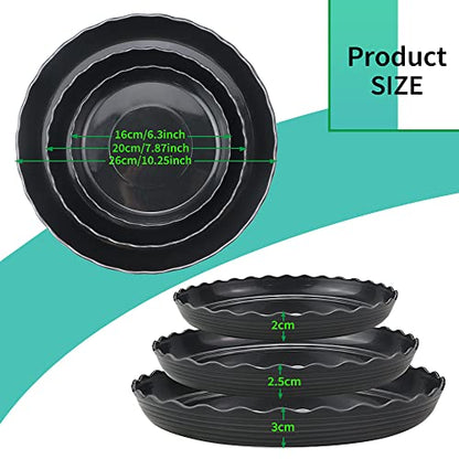 FIREBOOMOON 12 Pack Plastic Black Round Wave Plant Saucer,Durable Heavy Duty Flower Plant Pot Drip Tray Container for Home Garden Indoor and Out Door Plant (6 Inch/8 Inch/10 Inch) - color: Black