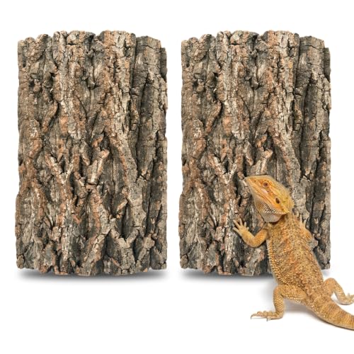 2 Pcs Natural Cork Bark, Reptile Cork Bark 7.9x11.8 Inches, Cork Bark Climbing Mat for Reptiles Turtle Dragon Lizard Geckos Bearded Geckos Frogs, Terrarium Background Habitat Decor - color: 7.9x11.8 Inches-2pcs