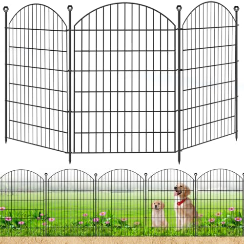 Decorative Garden Fence, 40in (H) x 24ft(L) No Dig Fence - color: Black, size: 40 in(H)