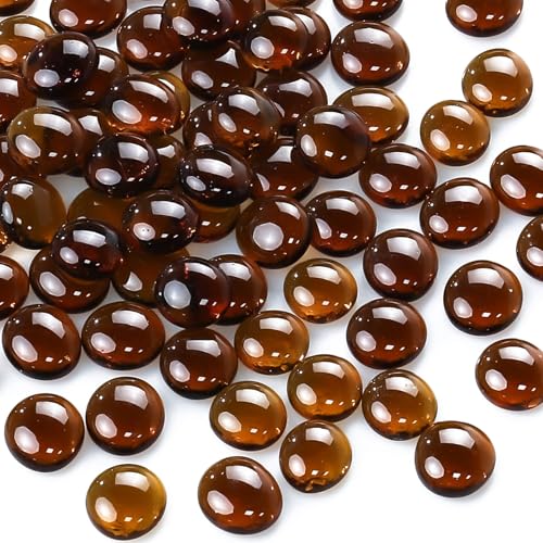 CYS EXCEL 5LBS Amber Glass Gemstone Beads Vase Fillers Flat Marble Beads Multiple Color Choices Aquarium Decor Rocks Floral Stones Decorative Mosaic Glass Gem Pebbles - color: Amber