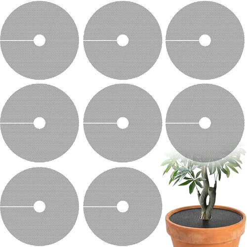 Adnee 8 Pcs 15.7 Inch Plant Pot Grids, Cuttable Plant Pot Soil Covers Protectors from Animals, Indoor Round Planter Pots Soil Guard for Outdoor Garden Plants Protection - color: 8 Pcs 15.7" Round