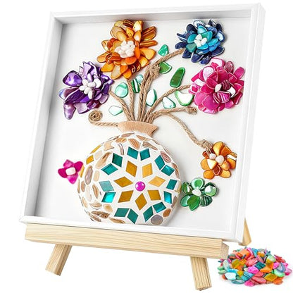 Joyclub DIY Vase Mosaic Painting Kit Mosaic Kits for Adult with Vase Flower - color: Cloisonne