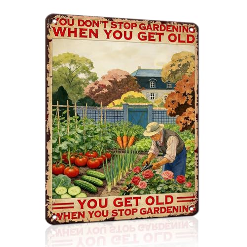 PEACHGARDEN Funny Garden Signs You Don't Stop Gardening When You're Old Metal Tin Sign Garden Wall Art Decor for Patio Yard Outdoor 12x16 inch - color: Garden Decor 4, size: 30X40cm(12*16in)