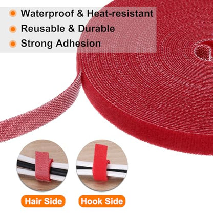HARFINGTON 2pcs Garden Plant Tape 33ft 25/64" Reusable Garden Plant Ties Strap Nylon Plant Twist Tie for Plant Gardening Home Office, Red - color: Red, size: 33ft x 25/64"
