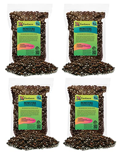 Premium Monstera Soil Mix by Gardenera - 20 Quart - Perfect Drainage and Moisture Retention for Swiss Cheese Plant (4 Bags of 5 Quart) - color: MONSTERA POTTING MIX, size: 20 Quart