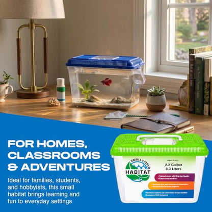 Penn-Plax Small World Habitat – Portable Clear and Transparent Plastic Tank – Excellent for Small Critters and Creatures – Easy to Clean & Handle – 2.2 Gallon, Assorted - size: 2.2 Gallon