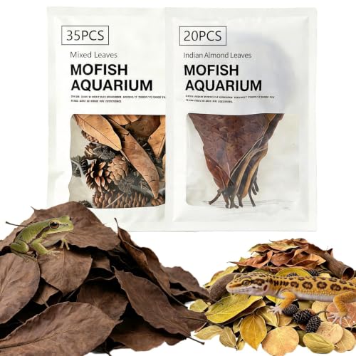 55Pcs Reptile Leaf Litter Indian Almond Mixed Leaves Isopod Substrate