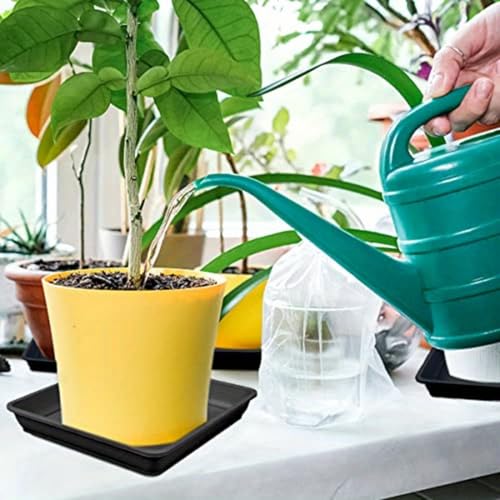 4 Pack 12 Inch Square Plant Saucer, Plant Drip Trays and Flower Pot Saucers, Plant Trays for Indoors No Holes, Plant Drainage Tray Saucers for Potted Plants (Black)