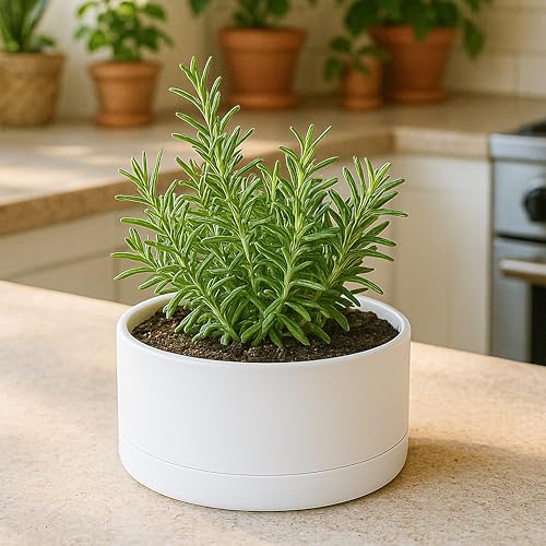 D'vine Dev 8 in Shallow Round Succulent Planter, White, 76-Z-A-1 | Wide Bowl Design, Thick-Walled Durable Construction, Enhanced Drainage, Detachable Saucer, Ideal for Succulent Arrangements - color: White, size: 8 Inch