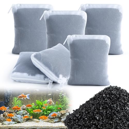 MAQIHAN Activated Charcoal Pellets - 1.7 LB Activated Carbon, 6 Nylon Bags | Coconut Shell Activated Charcoal for Fish Tanks, 780 g Bulk Aquarium Carbon for Fish Tanks Supplies, Clear Water Filtration - size: 1.7 lb
