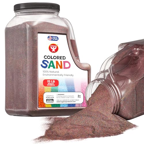 Hygloss Colored Sand for Crafts - 15 lb Bottle, Bright Rainbow - Vibrant Colorful Fine Sensory Play Sand Art Kits for Kids - Classroom Activities for Children 3 4 5 6 7 8 9 10 11 12 - Safe for Ages 3+ - color: Bright Rainbow, size: 15-Pound
