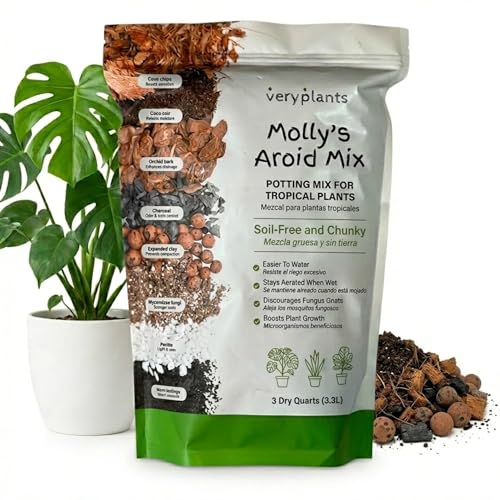 Molly's Aroid Potting Mix, Chunky Soil-Free for Indoor Plants, 3 Dry Quarts - size: 3 Dry Quarts, style: Houseplants & Aroids