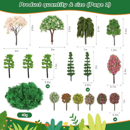 Thrilez 210 Pieces Miniature Fairy Garden Accessories, Including Resin Animals, Miniature Figurines, Micro Landscape Ornaments Kit, Fake Diorama Trees for Fairy Garden Decor