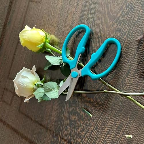 Pro Florist & Garden Shears - 3.38mm Heavy-Duty Rustproof Steel | Cuts Hydrangeas, Roses & Thick Stems | Ergo Wide-Grip Scissors for Fresh Flowers, Pruning, Ikebana(Green)
