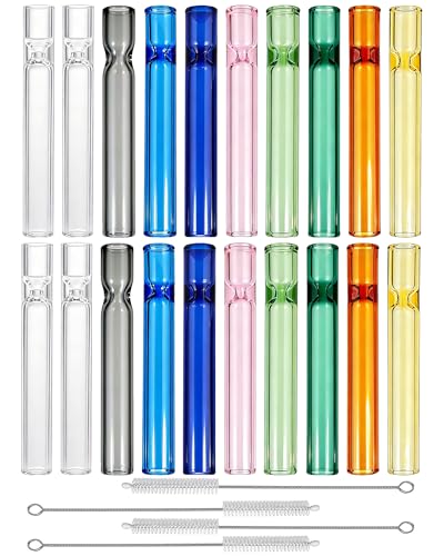 20 Pcs Borosilicate Glass Tubes 4 Inch (10 cm), Thick Glass Blowing Tubes, 2mm Wall Heat Resistant for Lab Experiments DIY Projects Industrial Use, Acid Alkali Resistant, Multicolor - size: 20 Pack Multicolor Tubes W 4 Brushes