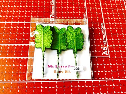 Ploen 25 pcs Green Leaves Ferns Mulberry Paper Leaves with Wire Stems Fern2 Leaf Mulberry Paper Craft Supplies Scrapbooking Embellishments for so Many Card DIY Craft Projects Leaves208