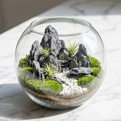 Kai Dream Miniature Stones for Terrarium - Tree Bark Diorama Rocks for Miniature Terrain Display - Lightweight Reptile Habitat Decor - NOT for Aquarium Underwater Use - 12 Pcs Slate Stone (1-2 inch) - style: 12P Wooden Slate Rocks