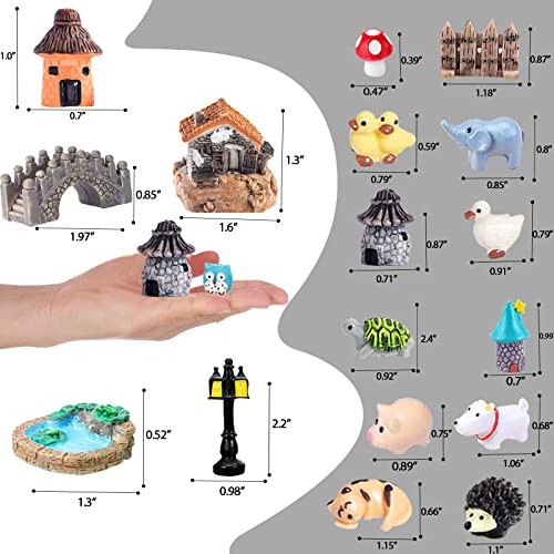 162 Pcs Miniature Fairy Garden Accessories, Fairy Garden Kit, Including Animals, Mini Houses, Miniature Figurines, Micro Landscape Ornaments for Dollhouse Bonsai Terrarium Decor, Garden DIY Kit