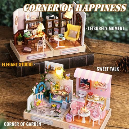 Kisoy Dollhouse Miniature with Furniture Kit, DIY 3D Wooden DIY House Kit with Dust Cover,Handmade Tiny House Toys for Teens Adults Gift(Elegant Studio) - color: Elegant Studio