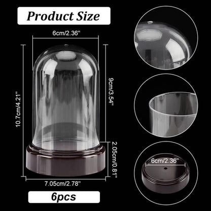 NBEADS 6 Sets Plastic Dome Cover, 2.77×4.2" in Diameter Plastic Display Dome Cloche Dome Mini Clear Display Dome with Plastic Base for Centerpieces Plants Rocks Specimens Decorations Crafts