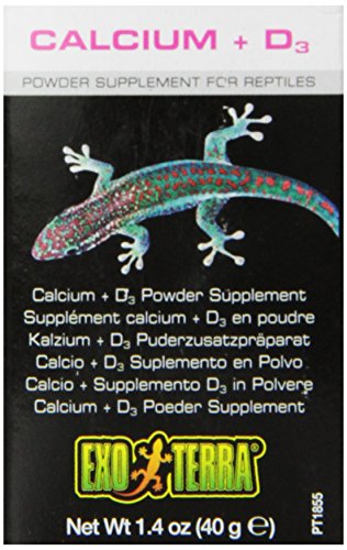 Exo Terra Calcium + D3 Powder, Ultra-fine, 1.4 oz. | Phosphorus Free Formula Boosts Bone Health & Calcium Absorption, Ideal for Insects, Fruits & Veggies