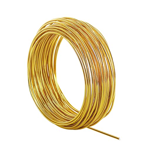 Tenn Well 50ft 9 Gauge 3mm Aluminum Wire Gold Bendable for Sculpting | Metal craft wire for jewelry making, armature making, molding, wrapping - color: Gold, size: 9 Gauge