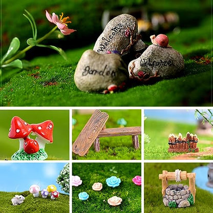 Fairy Garden Accessories, Fairies Welcome Garden Kit, 48pcs Miniature Fairy Garden Ornament for Christmas Decoration Fairy Garden Potted Plant Desk Decor
