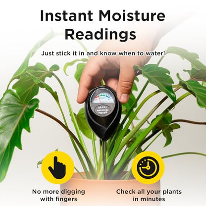 Classy Casita Soil Moisture Meter - Hygrometer Sensor Tool for Indoor and Outdoor Plants - Monitoring Water Levels in Soil House, Gardening, Farm, Lawn, Potted Care - No Batteries Required - Black
