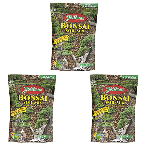 Hoffman Ready to Use Bonsai Soil Potting Mix to Provide Proper Support, Moisture, and Drainage, 2qt Bag, 3 Pack