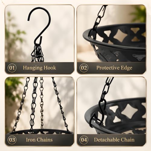 Pumtus 2 Pack Metal Plant Hangers, Iron Hanging Planters for Indoor Outdoor Plants, Adjustable Flower Pot Basket with Chain Hook, Sturdy Plant Shelf Holder for Ceiling Window Gardening Home Decor