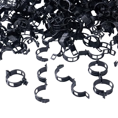 200Pcs Garden Vine Plant Support Clips,Plastic Fixing Clips for Securing and Training Climbing Plants,Tomatoes,Grapes,Vine Vegetables and Potted Plant (200, Black) - color: Black