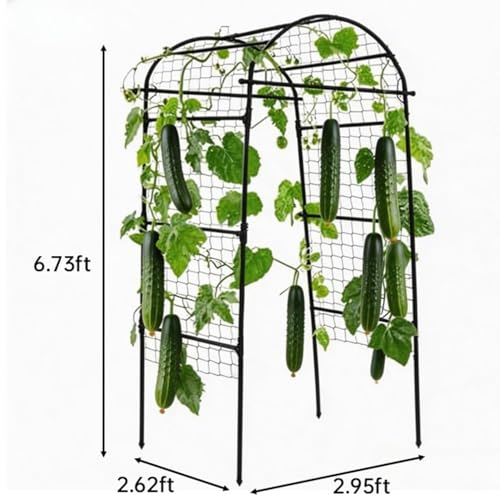 Metal Garden Arch Trellis, 6.8Ft Black for Raised Beds, Plant Support for Cucumbers & Climbing Vegetables - size: 6.8 x 2.7 x 3 Ft
