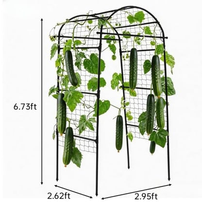 Metal Garden Arch Trellis, 6.8Ft Black for Raised Beds, Plant Support for Cucumbers & Climbing Vegetables - size: 6.8 x 2.7 x 3 Ft