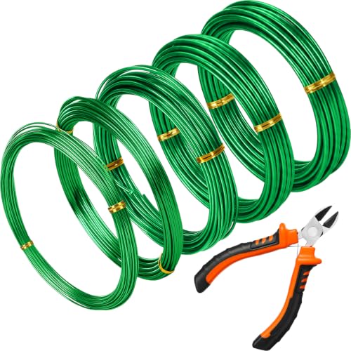 Mudder 5 Roll Bonsai Training Wire Aluminum 1/1.5/2/2.5/3mm Green - color: Green, size: 1/1.5/2/2.5/3mm