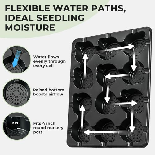 homenote 2 Pack 12 Cell Seed Starter Trays with 24 Clear 4 Inch Plant Pots | Reinforced trays securely hold clear pots with multi-hole drainage for easy root monitoring and healthier seedling growth. - size: 4 Inch, style: 2 Pack Seed Starter Tray+Nursery