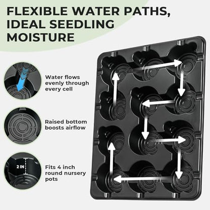 homenote 2 Pack 12 Cell Seed Starter Trays with 24 Clear 4 Inch Plant Pots | Reinforced trays securely hold clear pots with multi-hole drainage for easy root monitoring and healthier seedling growth. - size: 4 Inch, style: 2 Pack Seed Starter Tray+Nursery