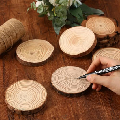 Giegxin 15 Pcs Unfinished Wood Slices for Centerpieces Baby Shower Wedding Party Centerpieces Woodland DIY Circles Crafts Wedding Table Decor Ornament(3.5-4 Inch) - size: 3.5-4 Inch
