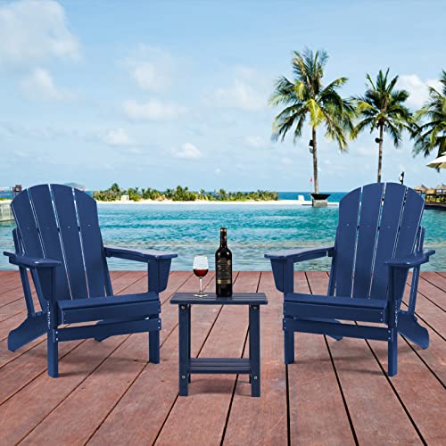 Apolimi Adirondack Outdoor Side Table, 2-Tier Sturdy Patio End Table Weather Resistant, 16.5" Solid Side Table for Patio, Pool, Porch(Navy Blue) - color: Navy Blue
