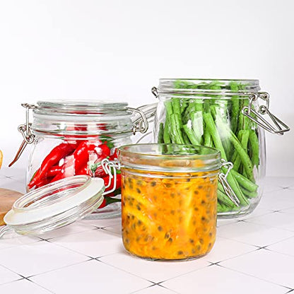Betrome 25 oz 6 Pack Clear Glass Jars With Airtight Lids, Preserving Jars